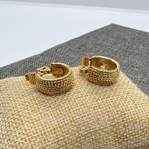 Monet Textured Gold Tone Clip Earrings